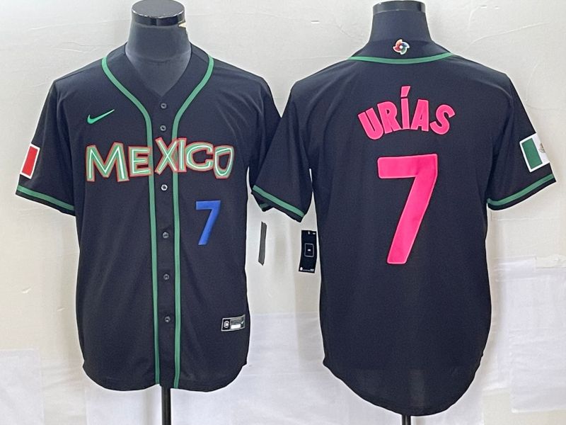 Men 2023 World Cub Mexico #7 Urias Black pink Nike MLB Jersey40